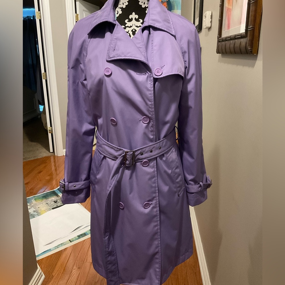 Medium double breasted purple raincoat